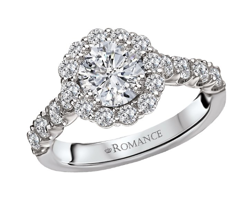 Romance Round Halo Semi-Mount Diamond Ring 117348-100K